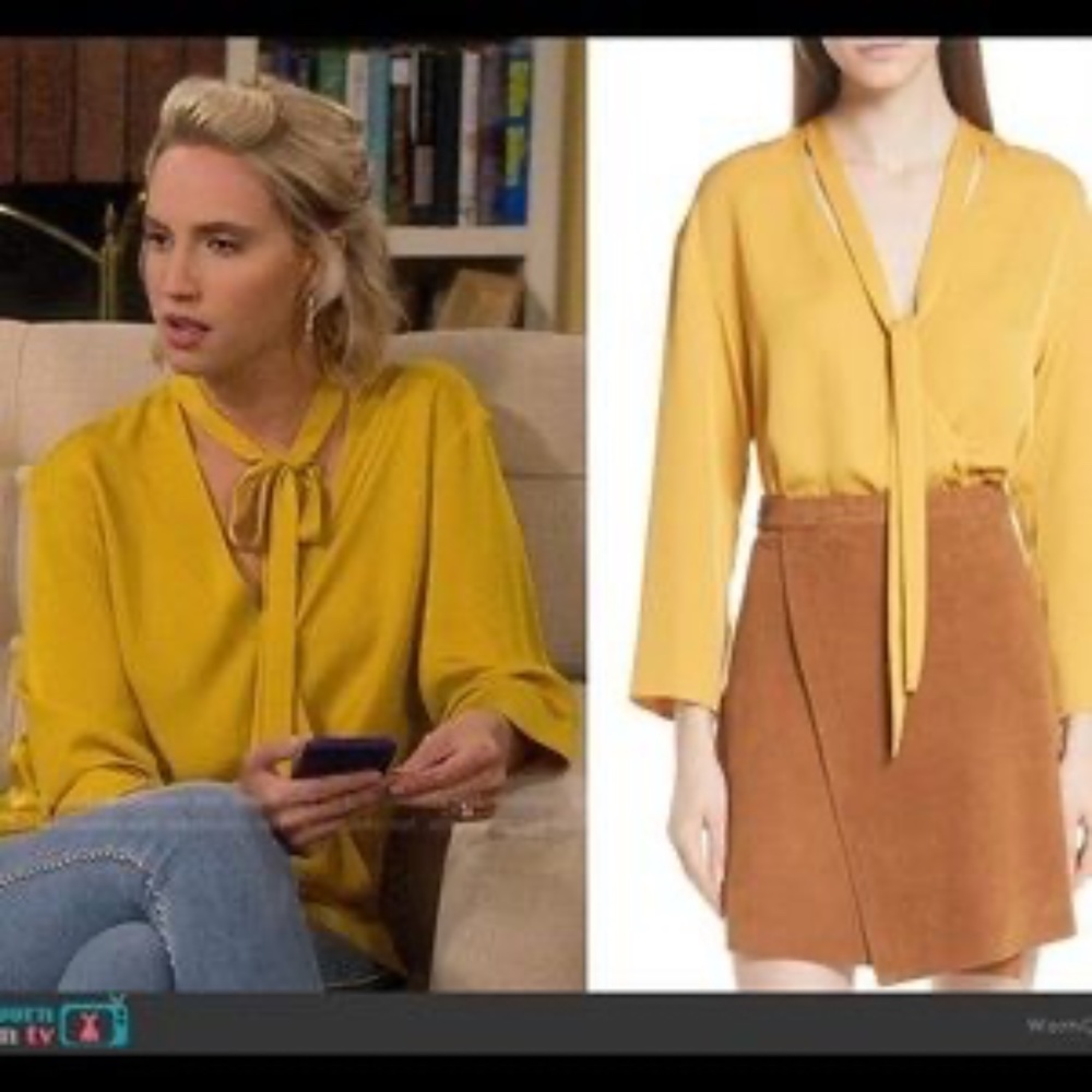 Theory Faux wrap silk blouse